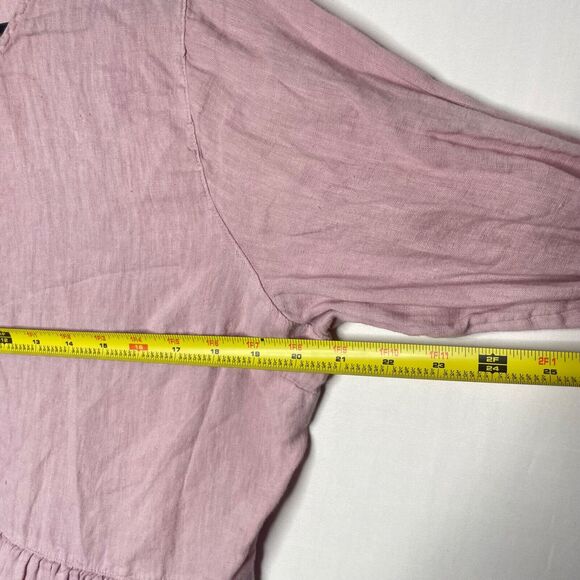 Sigred Olsen Linen Blouse Large Pink Tiered Boho Lagenlook Artsy Cottagecore - Picture 4 of 6